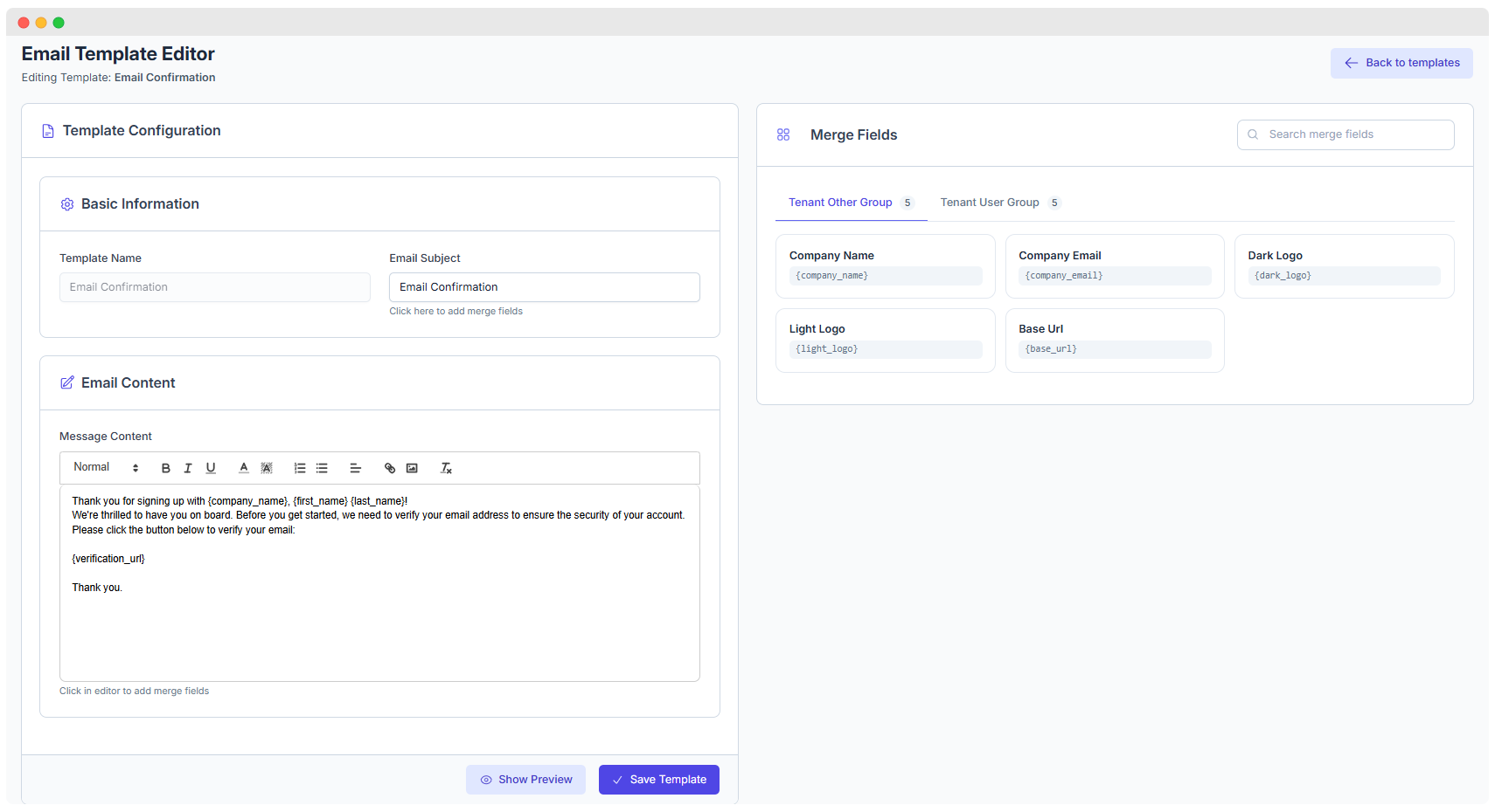 Email Template Editor